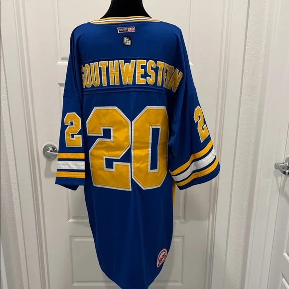 Men's V-Neck Sweater with Blue and Yellow Accents - Picture 5 of 12